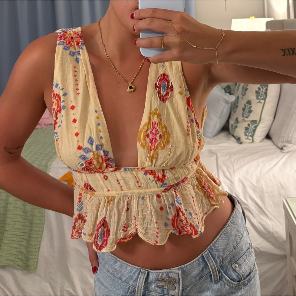 Zara Cream Beaded Top
